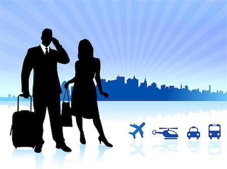 simsearch:400-07415694,k - Couple traveling with City Skyline background Original Vector Illustration Traveling Around The World Ideal for business concepts Stock Photo - Budget Royalty-Free & Subscription, Code: 400-07408858