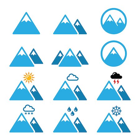 simsearch:400-07899385,k - Vector icons set of mountain landscape isolated on white Stock Photo - Budget Royalty-Free & Subscription, Code: 400-07409147