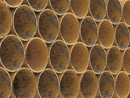 Yellow Metel drainage pipes stacked Stock Photo - Budget Royalty-Free & Subscription, Code: 400-07409264