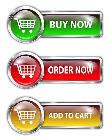 simsearch:400-04164257,k - Metallic glossy commercial buttons. Shopping icons for web. Vector illustration Stock Photo - Budget Royalty-Free & Subscription, Code: 400-07409355