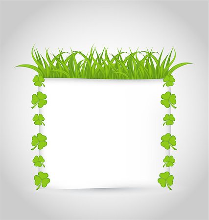 simsearch:400-07303639,k - Illustration nature invitation with grass and shamrocks for St. Patrick's Day - vector Photographie de stock - Aubaine LD & Abonnement, Code: 400-07409453