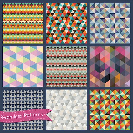 Set of Vector Seamless geometric triangle backgrounds. Stock Photo - Budget Royalty-Free & Subscription, Code: 400-07409518