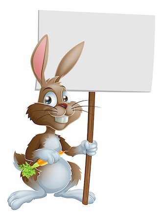 simsearch:400-07307426,k - An illustration of a cute Easter bunny rabbit with carrot and sign Stock Photo - Budget Royalty-Free & Subscription, Code: 400-07409596