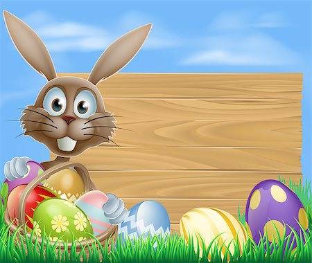 simsearch:400-07307426,k - Easter sign with Easter bunny rabbit and Easter eggs Stock Photo - Budget Royalty-Free & Subscription, Code: 400-07409598
