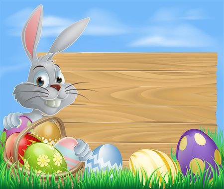 simsearch:400-07307426,k - Easter bunny rabbit and sign with chocolate painted Easter eggs Stock Photo - Budget Royalty-Free & Subscription, Code: 400-07409616