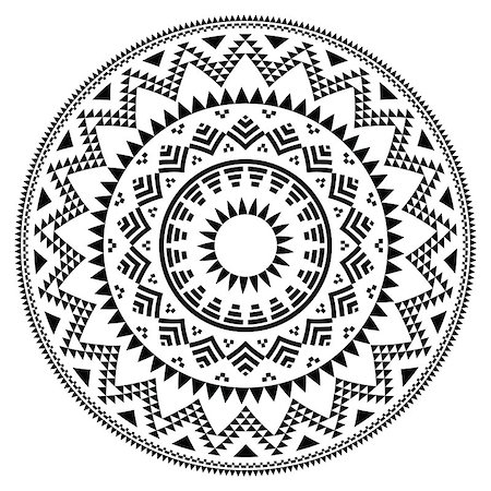 south american indigenous tribes - Vector round pattern in black and white isolated on white Stock Photo - Budget Royalty-Free & Subscription, Code: 400-07409836