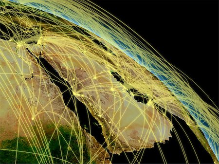 earth night asia - Network concept with Arabian peninsula viewed from space. Highly detailed planet surface with city lights. Elements of this image furnished by NASA. Stock Photo - Budget Royalty-Free & Subscription, Code: 400-07409885