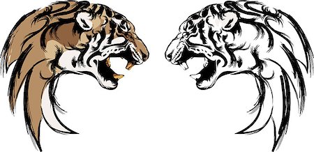 tiger heads in 2 interpretation Stock Photo - Budget Royalty-Free & Subscription, Code: 400-07409975