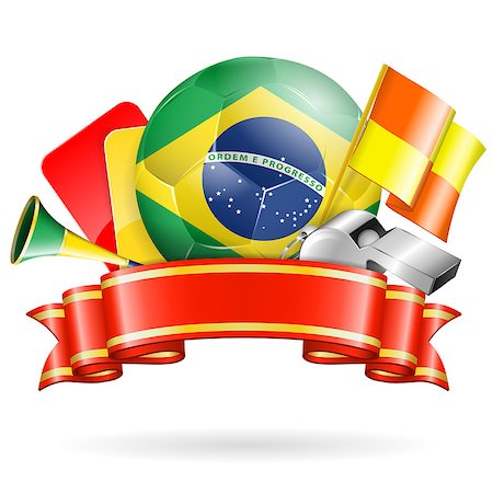 simsearch:400-08955612,k - Soccer Poster with Brazil Ball, Ribbon and Flags, isolated vector Stockbilder - Microstock & Abonnement, Bildnummer: 400-07414092