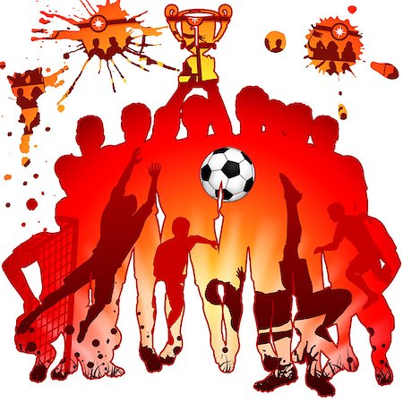 simsearch:400-08133793,k - Soccer Silhouettes with Players, Fans and Winning Team, vector illustration Photographie de stock - Aubaine LD & Abonnement, Code: 400-07414093
