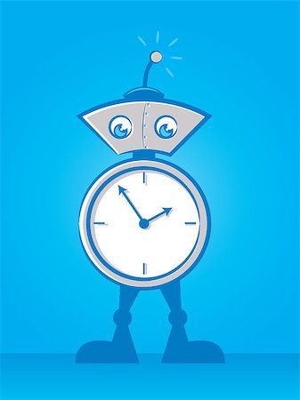 simsearch:400-07511289,k - Illustration of a cute alarm clock robot Fotografie stock - Microstock e Abbonamento, Codice: 400-07414209