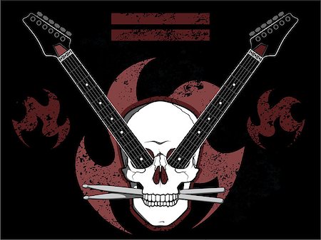 drum silhouette - Skull background with guitars and drum sticks Stock Photo - Budget Royalty-Free & Subscription, Code: 400-07414212