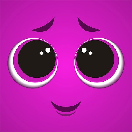 simsearch:400-06738068,k - Cute shy violet cartoon monster face vector illustration Stock Photo - Budget Royalty-Free & Subscription, Code: 400-07414262