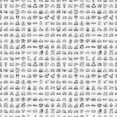 simsearch:400-04273819,k - seamless doodle transport pattern Stock Photo - Budget Royalty-Free & Subscription, Code: 400-07414365