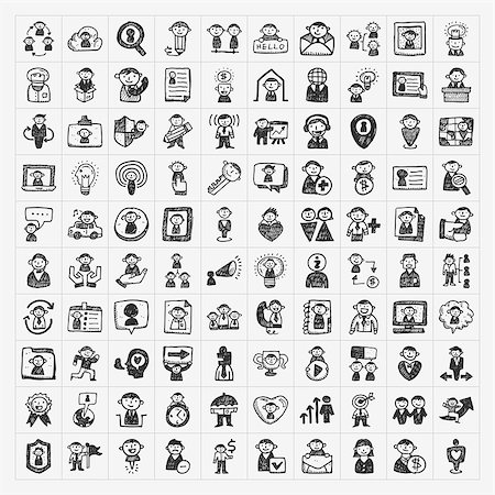 face icon black - doodle people icons Stock Photo - Budget Royalty-Free & Subscription, Code: 400-07414370