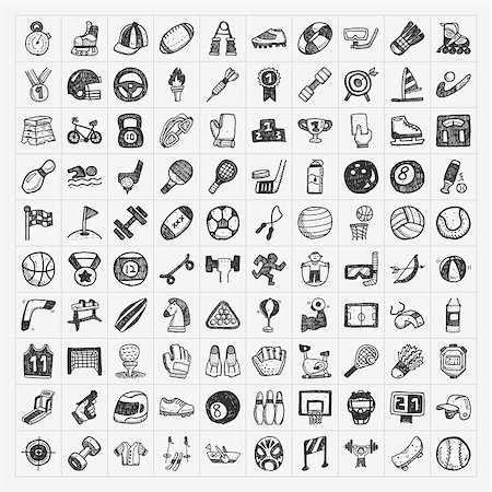 flat soccer ball - doodle sport icons Stock Photo - Budget Royalty-Free & Subscription, Code: 400-07414380