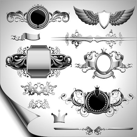 set of ornamental labels, this illustration may be useful as designer work Stock Photo - Budget Royalty-Free & Subscription, Code: 400-07414634