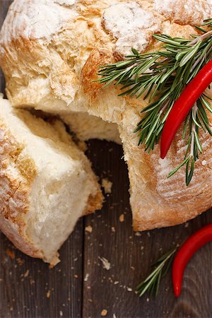 simsearch:400-07219392,k - Fresh bread with chili and rosemary close-up. Stock Photo - Budget Royalty-Free & Subscription, Code: 400-07414816