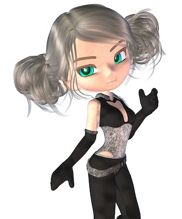 simsearch:400-07421465,k - Digitally rendered image of a cute cartoon girl in modern outfit. Foto de stock - Super Valor sin royalties y Suscripción, Código: 400-07414904