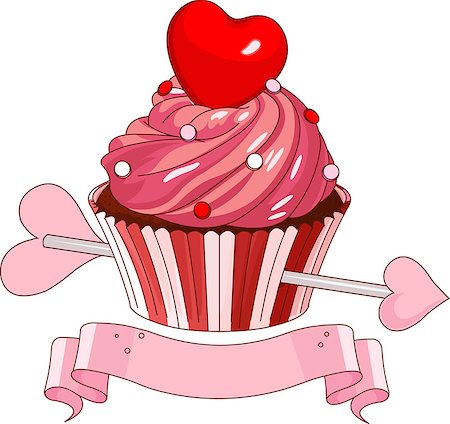 simsearch:400-04198170,k - Valentine cupcake with heart on the top Fotografie stock - Microstock e Abbonamento, Codice: 400-07415168