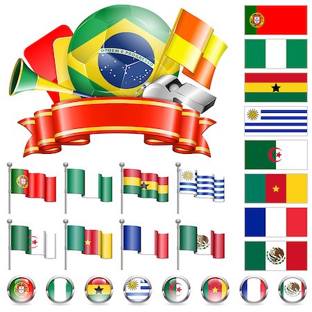 simsearch:400-04155683,k - Soccer World Championship 2014 Brazil Collect with Flags, Ball, Ribbon and Flags, isolated vector. Part 4 of 4. Stock Photo - Budget Royalty-Free & Subscription, Code: 400-07415277