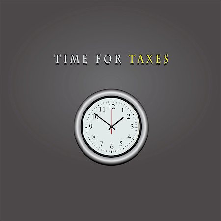 simsearch:400-05163997,k - Wall clock with text time for taxes. Vector illustration. Stock Photo - Budget Royalty-Free & Subscription, Code: 400-07415370