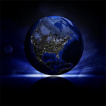 simsearch:400-07415498,k - Earth planet on a reflective surface. Elements of this image are furnished by NASA Foto de stock - Super Valor sin royalties y Suscripción, Código: 400-07415400