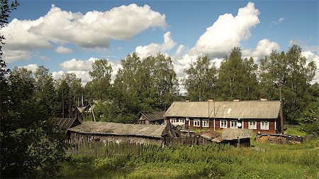 photos of russian farm buildings - Russian North. Vologda region. Rural house with outbuildings. Typical housing for local residents. Stock Photo - Budget Royalty-Free & Subscription, Code: 400-07415416