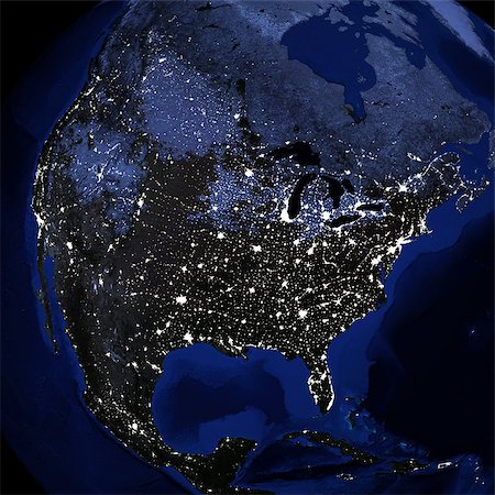 simsearch:400-07415498,k - Night surface of the planet earth. Elements of this image are furnished by NASA Foto de stock - Super Valor sin royalties y Suscripción, Código: 400-07415428