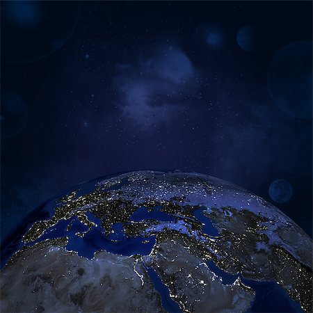 simsearch:400-07415498,k - Night surface of the planet earth. Elements of this image are furnished by NASA Foto de stock - Super Valor sin royalties y Suscripción, Código: 400-07415422