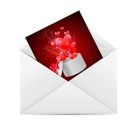simsearch:400-04789565,k - Valentine`s Day Card with Envelope and Heart Vector Illustration Stockbilder - Microstock & Abonnement, Bildnummer: 400-07415552