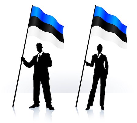 Business silhouettes with waving flag of  Estonia Original Vector Illustration AI8 compatible Stock Photo - Budget Royalty-Free & Subscription, Code: 400-07415878