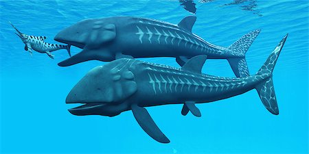 simsearch:400-07983570,k - Leedsichthys was a giant extinct fish from the Jurrassic Seas. Here one is about to swallow an Ichthyosaurus marine reptile. Stock Photo - Budget Royalty-Free & Subscription, Code: 400-07416557