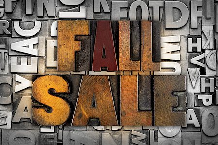 simsearch:400-08290801,k - The words FALL SALE written in vintage letterpress type Stock Photo - Budget Royalty-Free & Subscription, Code: 400-07416653