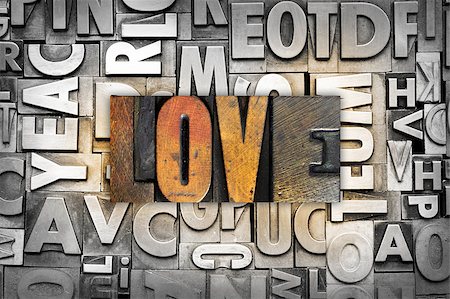 simsearch:400-07416672,k - The word LOVE written in vintage letterpress type Photographie de stock - Aubaine LD & Abonnement, Code: 400-07416674
