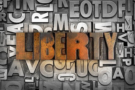 simsearch:400-07416672,k - The word LIBERTY written in vintage letterpress type Photographie de stock - Aubaine LD & Abonnement, Code: 400-07416670