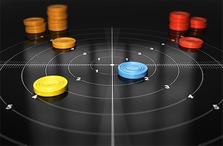 One target and many pawns with different colours, concept of smart objectives and performance measurement Foto de stock - Super Valor sin royalties y Suscripción, Código: 400-07416745