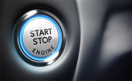 push the car pic - Conceptual 3D render image with depth of field blur effect. Engine Start Button with room for text on the right side of the image, blue and black tones. Stock Photo - Budget Royalty-Free & Subscription, Code: 400-07416746