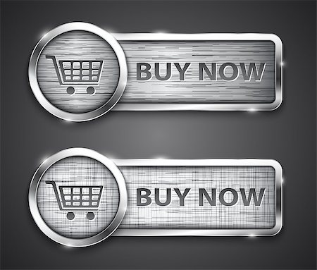 simsearch:400-06208146,k - Commercial brushed metallic buttons with the words "buy now". Vector Stockbilder - Microstock & Abonnement, Bildnummer: 400-07416919