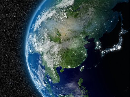 East Asia from space. Elements of this image furnished by NASA. Photographie de stock - Aubaine LD & Abonnement, Code: 400-07417004