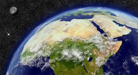 North Africa region on planet Earth from space with Moon and stars in the background. Elements of this image furnished by NASA. Stock Photo - Budget Royalty-Free & Subscription, Code: 400-07417020