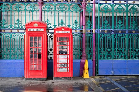 english phone box - Old red telephone booth in Smithfield meat market in London, UK Stock Photo - Budget Royalty-Free & Subscription, Code: 400-07417208