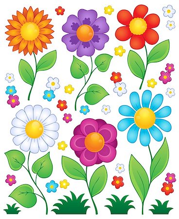 simsearch:400-07417266,k - Cartoon flowers collection 3 - eps10 vector illustration. Foto de stock - Super Valor sin royalties y Suscripción, Código: 400-07417267