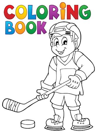 simsearch:400-07511452,k - Coloring book hockey theme 1 - eps10 vector illustration. Foto de stock - Super Valor sin royalties y Suscripción, Código: 400-07417273