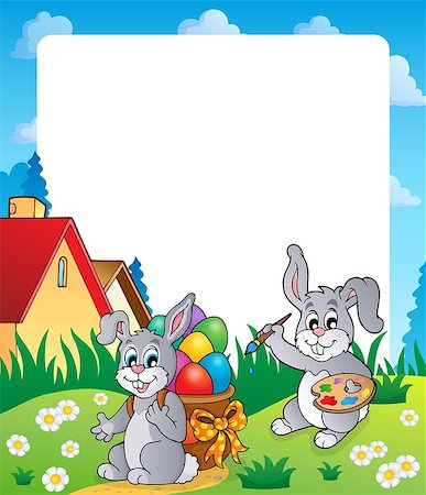 simsearch:400-07306161,k - Frame with Easter bunny topic 4 - eps10 vector illustration. Foto de stock - Super Valor sin royalties y Suscripción, Código: 400-07417298