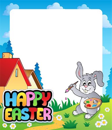 simsearch:400-09098381,k - Frame with Easter bunny topic 5 - eps10 vector illustration. Stock Photo - Budget Royalty-Free & Subscription, Code: 400-07417299