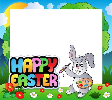 simsearch:400-09098381,k - Frame with Easter bunny theme 7 - eps10 vector illustration. Stock Photo - Budget Royalty-Free & Subscription, Code: 400-07417292