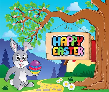 simsearch:400-09098381,k - Image with Easter bunny and sign 3 - eps10 vector illustration. Stock Photo - Budget Royalty-Free & Subscription, Code: 400-07417307