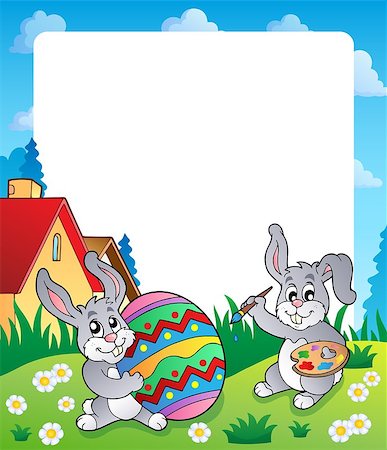 simsearch:400-09098381,k - Frame with Easter bunny topic 6 - eps10 vector illustration. Stock Photo - Budget Royalty-Free & Subscription, Code: 400-07417300