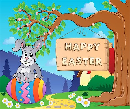 simsearch:400-09098381,k - Image with Easter bunny and sign 7 - eps10 vector illustration. Stock Photo - Budget Royalty-Free & Subscription, Code: 400-07417311